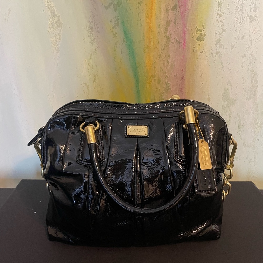 Coach black patent leather bag